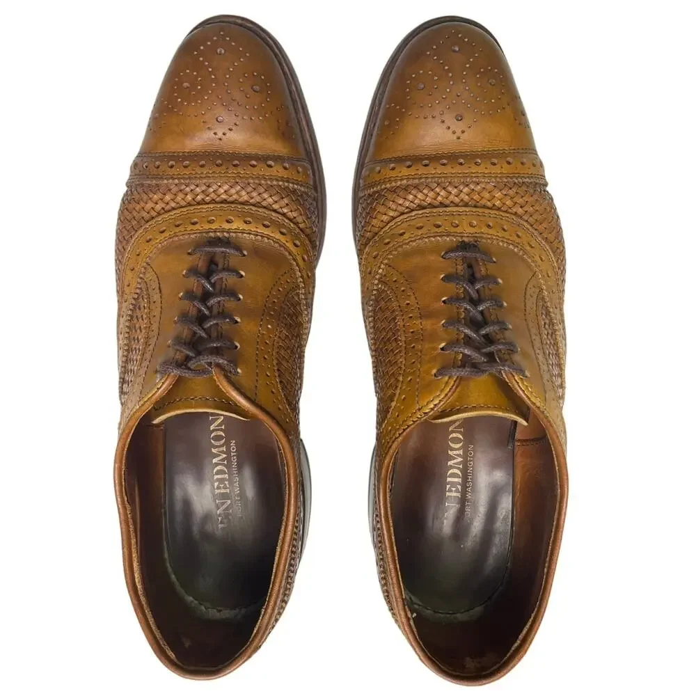 EUC - Allen Edmonds Strand Cap‑Toe Woven Walnut Leather Oxford